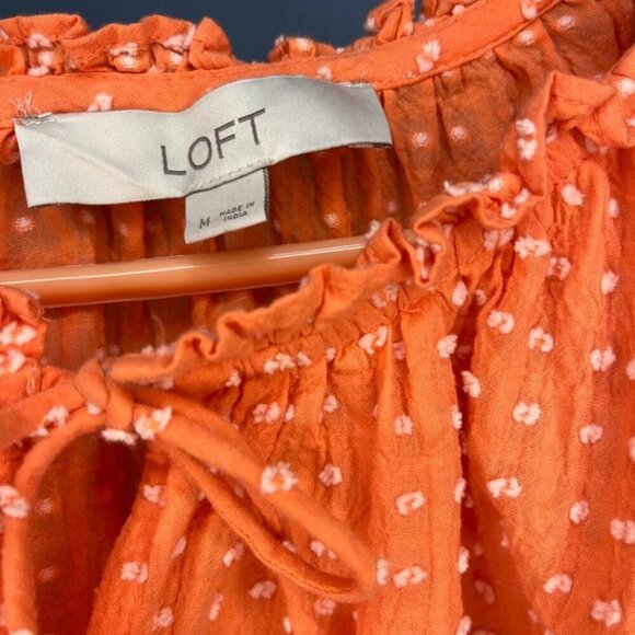 LOFT Clip Tie Neck Blouse – Orange – Women’s Medium - Picture 11 of 11